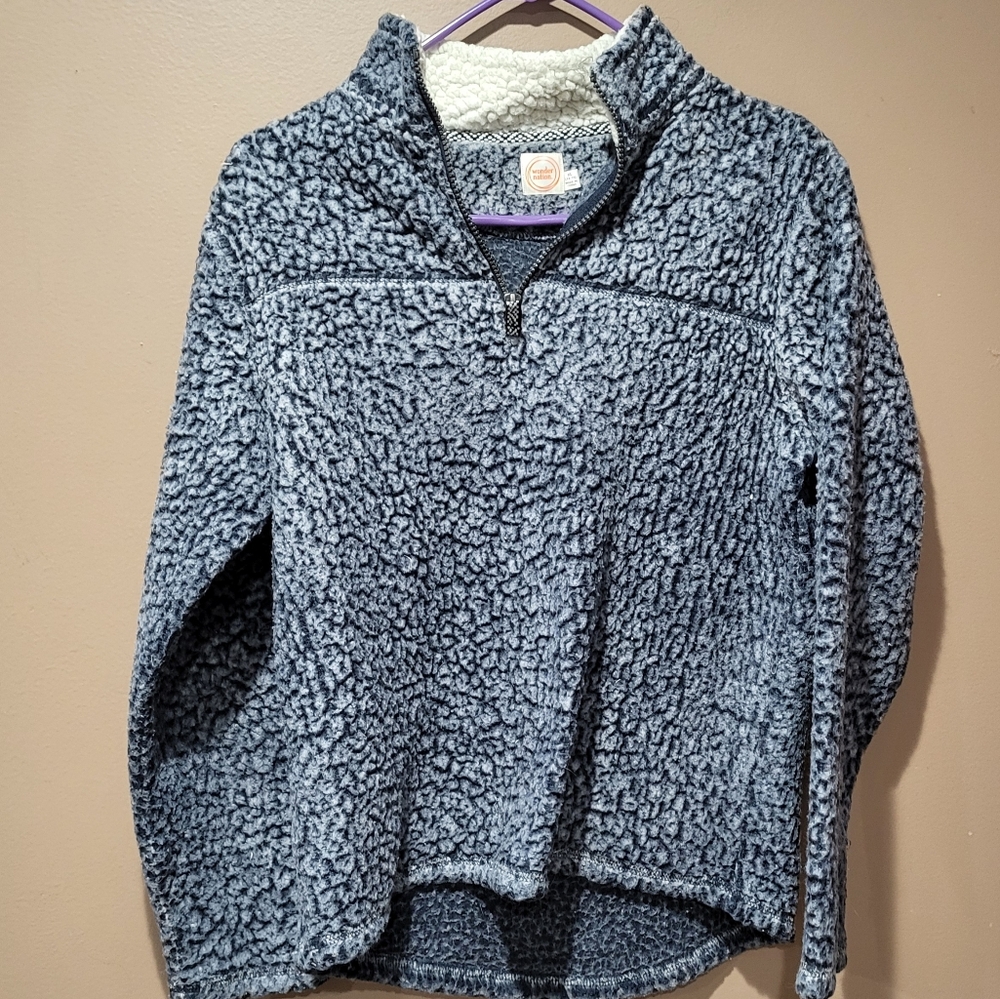 Girls Gray Half Zip Sherpa Pullover Jacket sz XL
